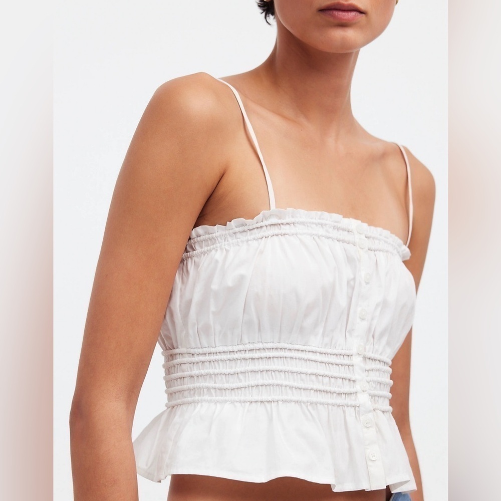 Madewell NWT Smocked Button-Front Top in Poplin S… - image 6